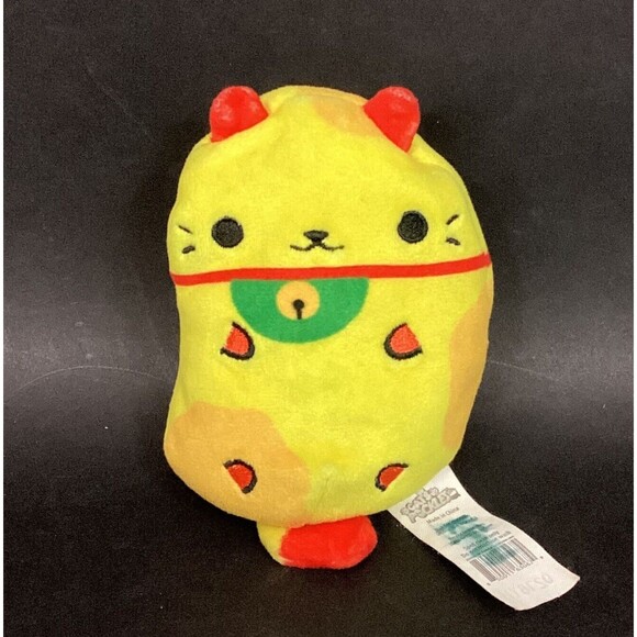 Cats vs Pickles - Blue Wave - Lucky Cat #005 - Yellow Cat Plush - 4" Beanbag Toy - Picture 1 of 6